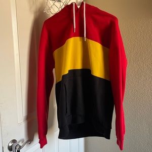 Red yellow black striped jacket